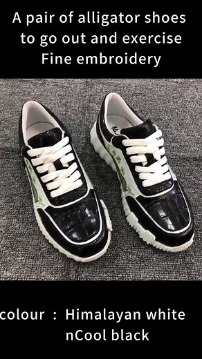 embroidery Alligator leather shoes 🐊#tennisshoeseveryday #customshoes #mensfashion