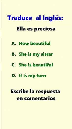 Inglés para principiantes | Traduce al inglés: Ella es preciosa