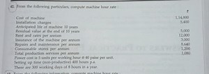 42. From the following particulars, compute machine hour rate:... | Filo