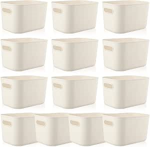 Zopeal Plastic Storage Bins 10 Pcs White Pantry Organizer Bins Small Baskets Storage Containers for Home Kitchen (10 x 7 x 6 Inch)