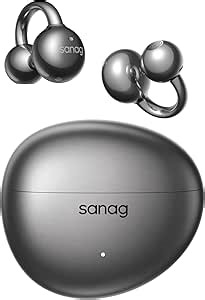 Sanag S7S AI Open Ear Free Clip-On Headphones, HiFi 20Hz Lossless Bass Earbuds, True Wireless Bluetooth Earphones with Microphone, IPX4 Waterproof Sports Running, Sleep Music Smart AI App (Black)