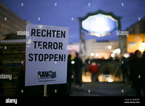 A demonstration march in memory of the victims of the right-wing extremist attack in Hanau from Hermannplatz to Neukolln town hall. Berlin, February 20, 2020 | usage worldwide Stock Photo - Alamy