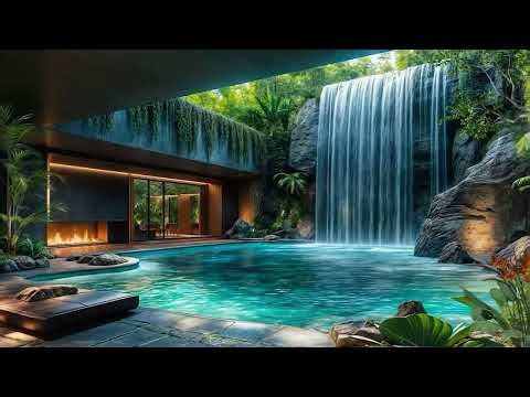 💧 Let Your Mind Unwind 🌿| Modern Waterfall Pool Ambience for Calm Focus & Deep Relaxation