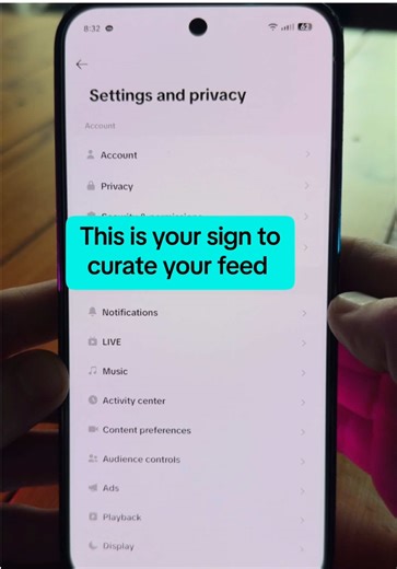 Customising your feed is as easy as… settings and privacy > content preferences