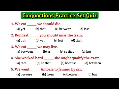 Conjunction mcq for competitive exams | Conjunction english grammar | Fill in the blanks