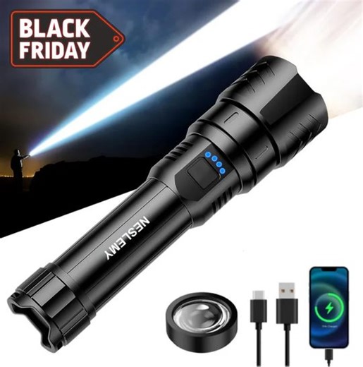 🎁 BLACK FRIDAY DEAL — NESLEMY™ LED Flashlight Meet the high-lumen rechargeable torch that brightens every adventure. Compact, powerful, and ready for anything — perfect for home, outdoors, emergencies, and night walks. ✨ Why You’ll Love It ✔ Ultra-bright high-lumen beam ✔ Rechargeable & long-lasting battery ✔ Durable, portable, ready for daily use ✔ Multiple lighting modes for any situation Light up your world with dependable brightness. ✨ Grab the Black Friday offer before it’s gone! https://w