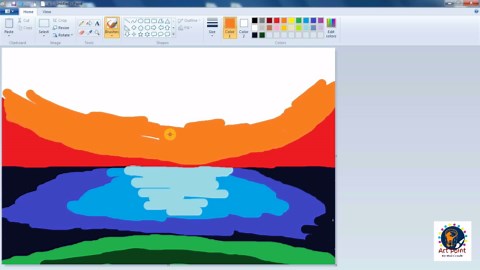 How to Draw - in computer| Microsoft paint tutorial | ms paint | scenery drawing 085 - Art Point