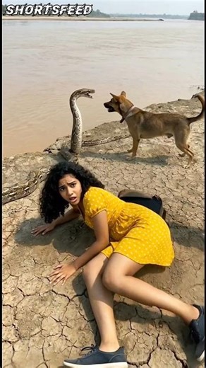 Dog Saves Sleeping Girl From Giant Python 😱 #viral #shortvideo