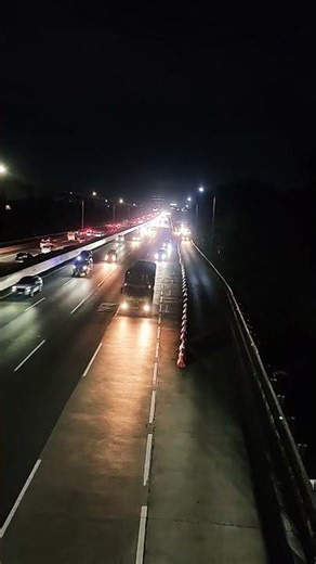 Aerial Nighttime Highway View ASMR - Smooth Ride from Bridge #vehicletraffic #relaxingvideo #short
