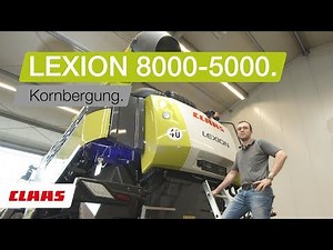 CLAAS LEXION 8000-5000. Kornbergung.