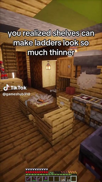 Minecraft Ladder Trick: Make Ladders Look Thinner with Shelves