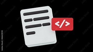3D Animated Icon of Coding File, Web Service 3D Animation 3D Set, Color Key Effect