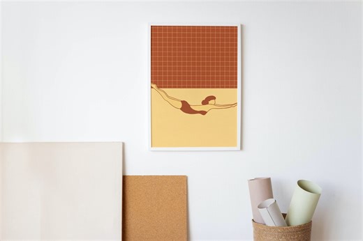 Retro Swimming Girl Art Print: Vintage Pool Poster (digital Download) - Etsy