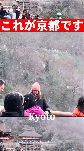 雪の清水寺に外国人が感激