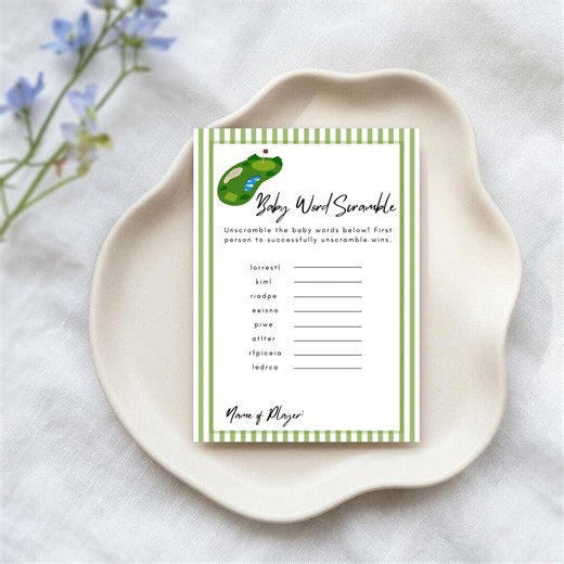 Word Scramble, Golf Theme Baby Shower Game, Editable Canva Template, Instant Download - Etsy