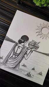 Chhath Puja Drawing✍️❤️‍🩹छठ पूजा #shorts #chhathpuja #indianfestival #art #drawing