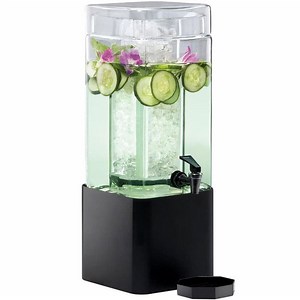Cal-Mil 1112-1-13 Mission 1.5 Gallon Square Glass Beverage Dispenser with Black Metal Base