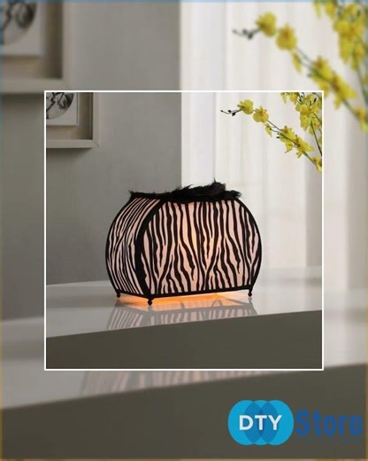 11.75' In Zebra Animal Print Purse W/ Black Faux Handle Table Lamp
