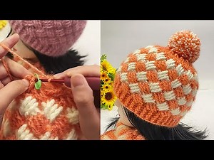 Beautiful Crossed Crochet Pattern Winter Hat | Easy Two-Color Crochet