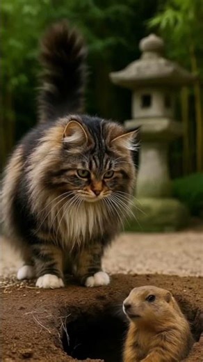 Hunter Confused? The Norwegian Cat Stares at the Groundhog… But Nothing Happens!