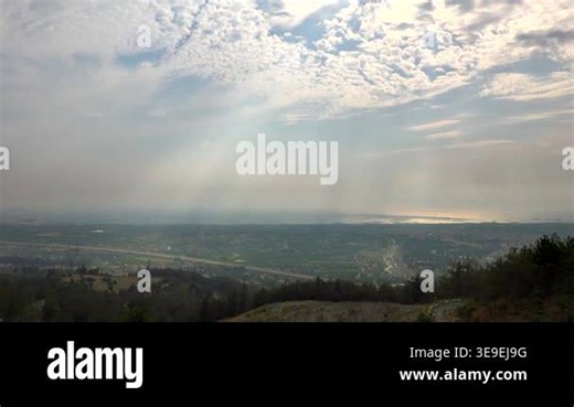 Lebanon Mediterranean coastline timelapse shows drifting clouds, misty water, sunlit horizon. Levant seaboard time lapse reveals changing cirrus patterns above coastal towns and cargo ships. shoreline, coastal city, sky, bay Stock Video Footage - Alamy