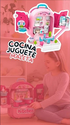 Portable toy kitchen, interactive playset for girls, cute dollhouse toy #toys
