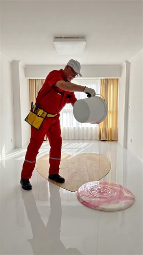 We Built a GLOWING HEART Floor in This Luxury Living Room 😍#epoxy #epoxyfloor