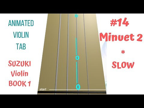 MINUET 2 💃🕺by J.S. Bach | Suzuki Violin Book 1 |🎻SLOW tempo | Animated Violin TAB & LIVE Violin