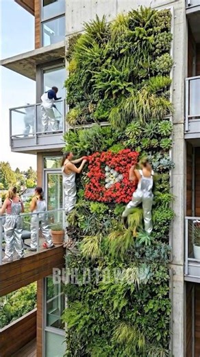 I built a vertical garden with the YouTube logo! ▶️🌿 #satisfying #gardeningideas #diybuild