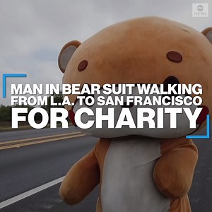 92K views · 257 reactions | WALKING BEARFOOT: This Los Angeles resident is walking the nearly 400-mile journey from L.A. to San Francisco in a bear suit for charity. https://abcn.ws/2Mp6pHp | ABC News | Facebook