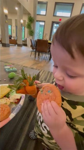 Toddler enjoying his Easter at the apartments #easter #eastersunday #toddlermom #toddler #cookies