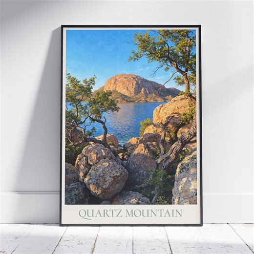 Quartz Mountain State Park Oklahoma Travel Poster: Lake Altus Painted Art Print - Etsy