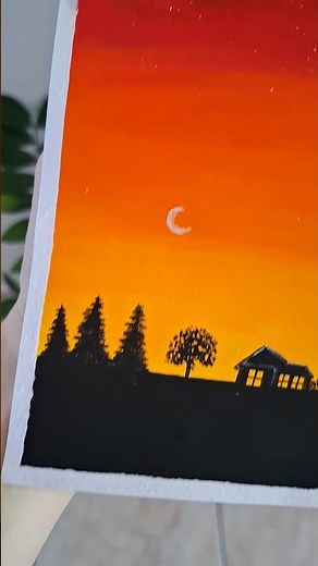 Pintura fácil com tinta guache 🎨🌲💛 #tintaguache #art #painting #facil #drawing #adoroserdesenhista