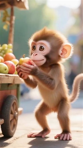 The Little Monkey Who Saved the Fruit Cart 🍎🐒 | Heartwarming Short@NextLevelVibes-p8y#shorts