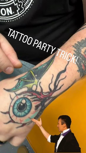 4.7M views · 3.6K reactions | This client had a tattoo which was missing ink until he pressed on it?! wtf is that? #tattoo #tattooshop #tattoomeme #magic #magician #inked #tattoo #art #weird #ohio #onlyinohio | Sanctuary Tattoo Maumee | Facebook