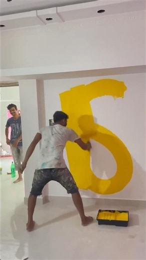 wall painting yellow colour fast code 🏡👌🖌️ #walldesign #walldecoration #wallpainting #art