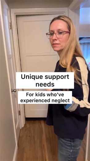 Laura • Foster Parent Partner on Instagram: "Kids who have experienced neglect may have a variety of unique support needs. This can be related to being fearful or anxious that a caregiver is not around or being left home alone (or caregiver is around but not taking care of kids), not having enough food or access to food, or that their personal items may go missing, are sold, or lost. Of course, every kid and situation is different so I try to show some things in this video, but it is certainly n