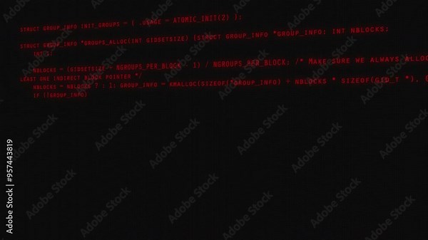 Developer is exploring code on computer screen. Code scrolling Background code programming.