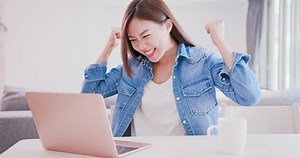 Woman Use Computer Work Feel Excited Stock Footage Video (100% Royalty-free) 1013317028 | Shutterstock