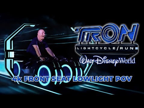 TRON: Lightcycle Run 🔵 | Front Seat FULL RIDE in 4K | Disney World 2024