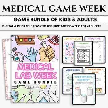 Medical Lab Week Activities Bundle | Science Lab Games & Worksheets