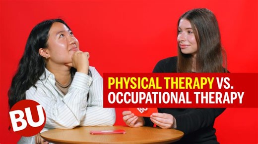 Curious about life as a physical or occupational therapy student at Boston University? In this episode of Compare Mode, Terriers Karen Ma (Sargent '27) and Megan Melkinoff (Sargent '24, '26) share an insider’s look into doctorate PT and OT programs at BU. Watch to learn the difference in class experiences of OT and PT students and career paths in these growing healthcare fields. | Boston University