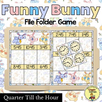 Telling Time Quarter Till Hour File Folder Game Clock Math Activity Funny Bunny