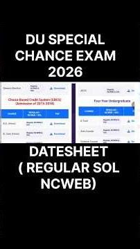 Du sol special chance exam datesheet release 2026 | 2019 and previous batch students