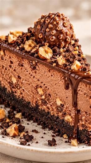 No-Bake Ferrero Rocher Cheesecake 🍫 | The Ultimate Chocolate Hazelnut Dessert! #bakingrecipes