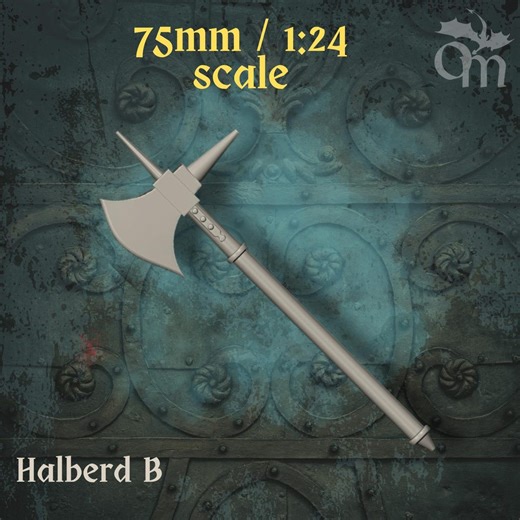 Medieval Halberd 'B' - Miniature Infantry Weapon in 75mm / 1:24 Scale - Etsy