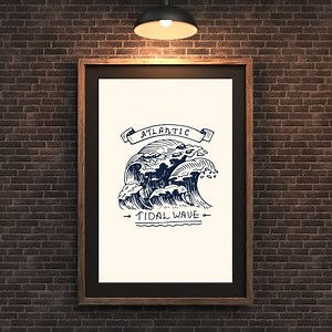 Vintage Wave Tattoo Poster - Digital Download Artwork, Nostalgic Design, Nautical Wall Art in Retro Style for All Sizes - Etsy Australia