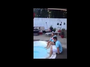 Baby gender reveal dyeing pool water!! Best idea ever!!!!