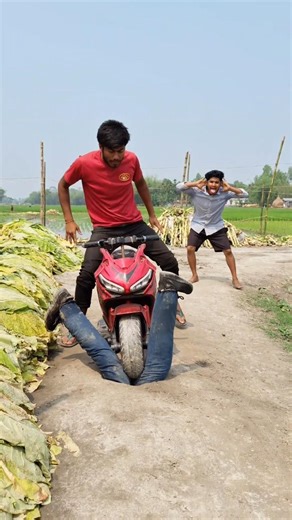 Motorcycle between two legs. 321