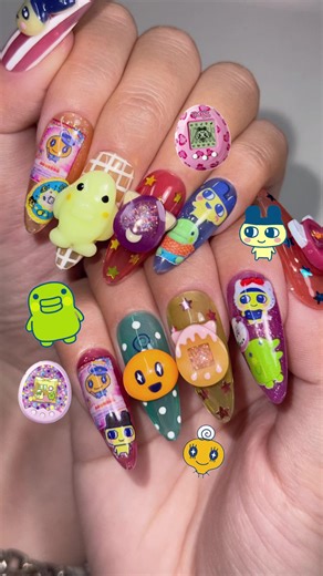 DIY Tamagotchi Press-On Nails